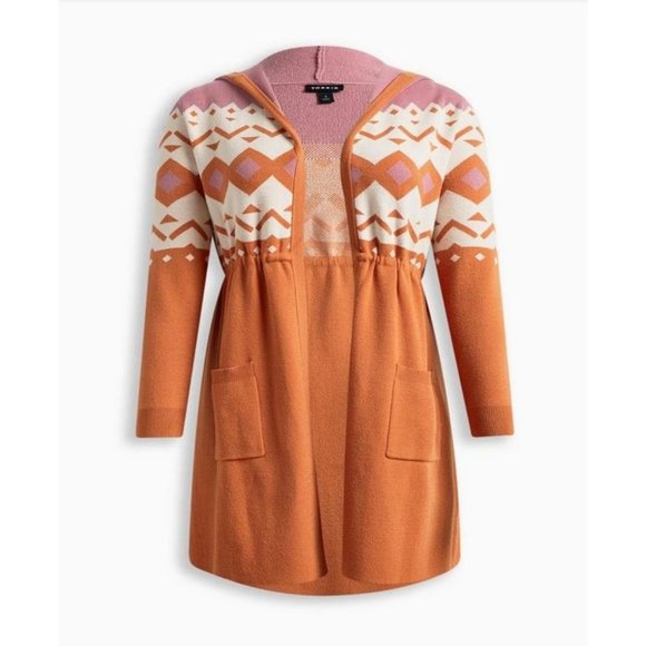 Torrid Everyday Plush Anorak Hooded Cardigan Sweater Plus Size 3X Orange - Picture 7 of 7